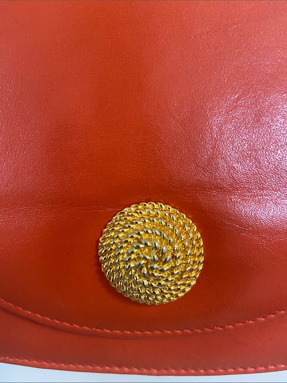 Monet Orange Leather Crossbody with Gold Medallion - Picture 2 of 4